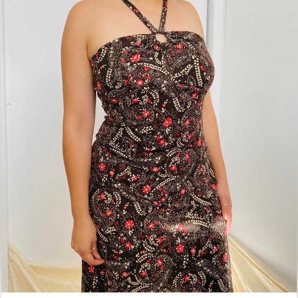 LOFT BY ANN TAYLOR HALTER DRESS FLORAL KEYHOLE IN SIZE 12 - Picture 3 of 10